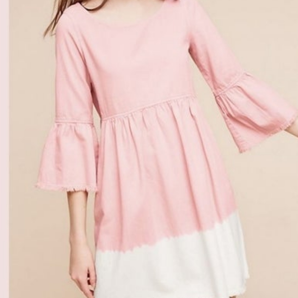 Holding Horses Lillbet Dip Dye Ombre Dress Peach & Cream with pockets